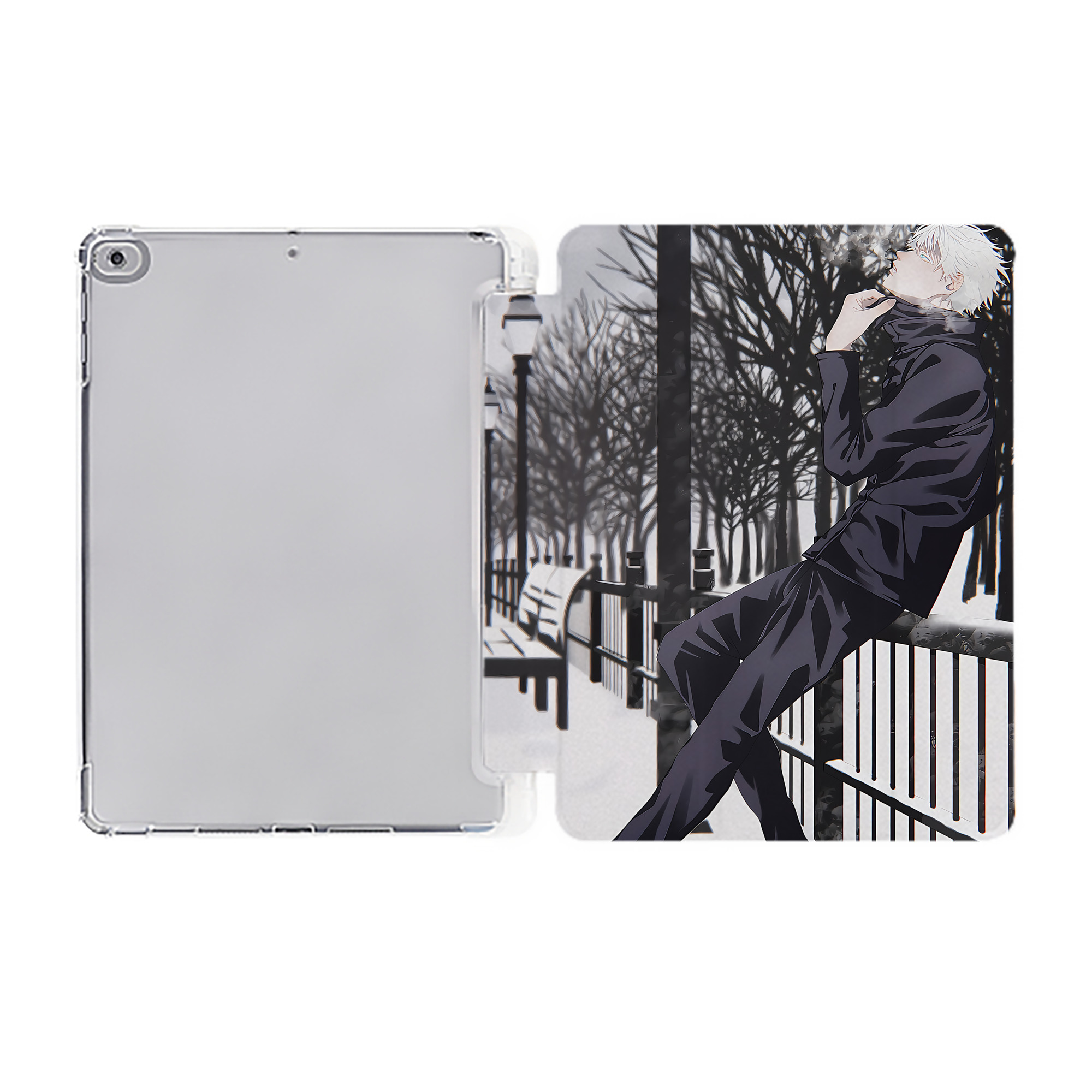 （画像用） 呪術廻戦 Jujutsu Kaisen IPad ケース ペン収納付き 三つ折りスタンド PUレザー×シリコン 対応機種9.5/10.5/10.9インチ